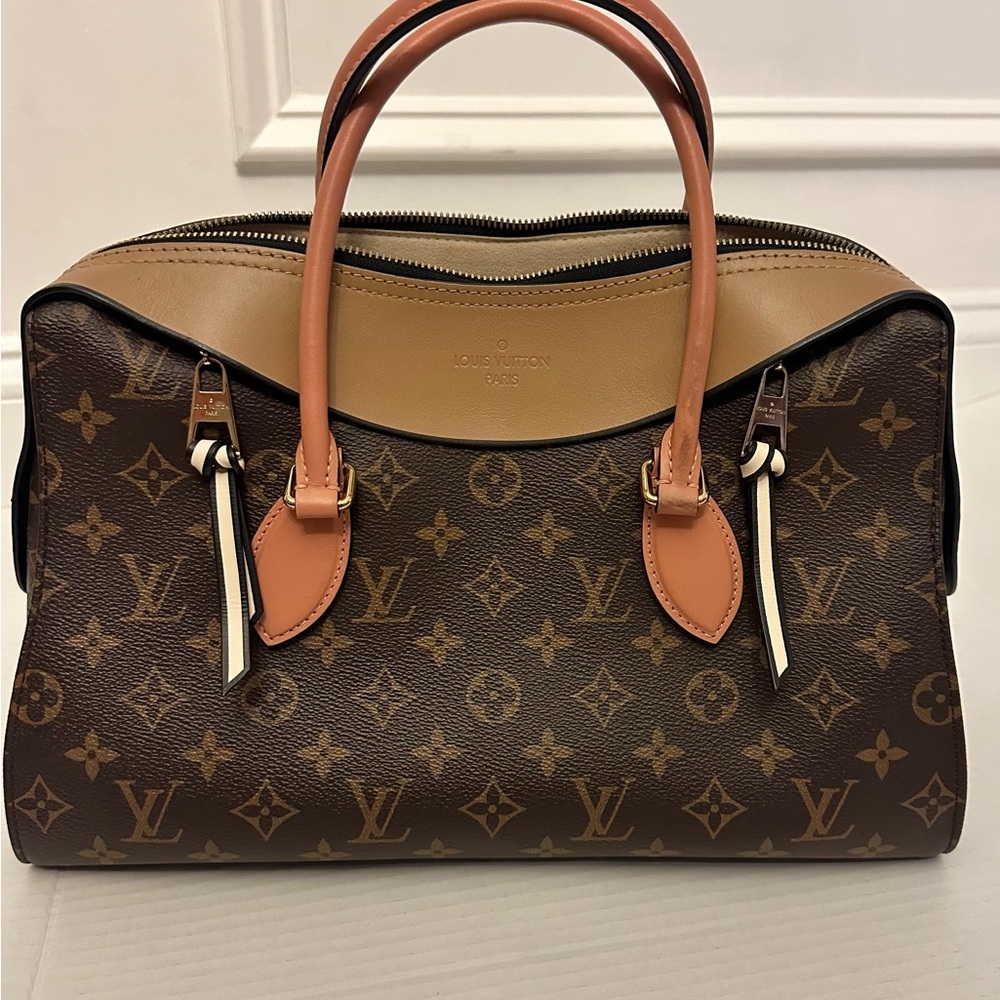 Louis Vuitton Tuileries Medium Satchel with Peach Trim